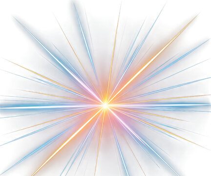 Vibrant starburst explosion with colorful light rays on white