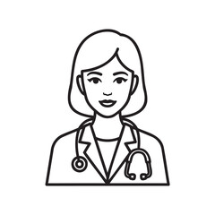 Obraz premium Female doctor with stethoscope isolated on transparent background