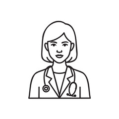 Fototapeta premium Female doctor with stethoscope isolated on transparent background