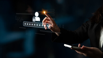 Fototapeta premium User authentication and password protection concept showing secure login, privacy safeguard, data protection, access control, and digital identity verification Latch