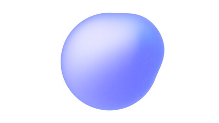 Glossy Blue Abstract Blob Shape with Soft Gradient Texture Isolated on a Transparent Background (PNG).