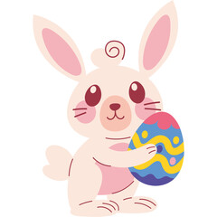 Adorable Flat Style Easter Rabbit Cartoon for Kids and Decorations