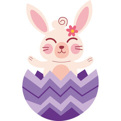 Adorable Flat Style Easter Rabbit Cartoon for Kids and Decorations