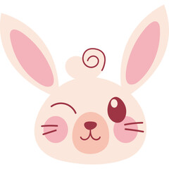 Cute Easter Bunny Flat Vector Illustration for Spring Holiday Design