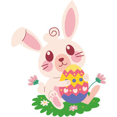 Cute Easter Bunny Flat Vector Illustration for Spring Holiday Design