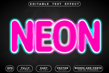  Neon Glow Light Sign Vector Fully Editable Smart Object Text Effect