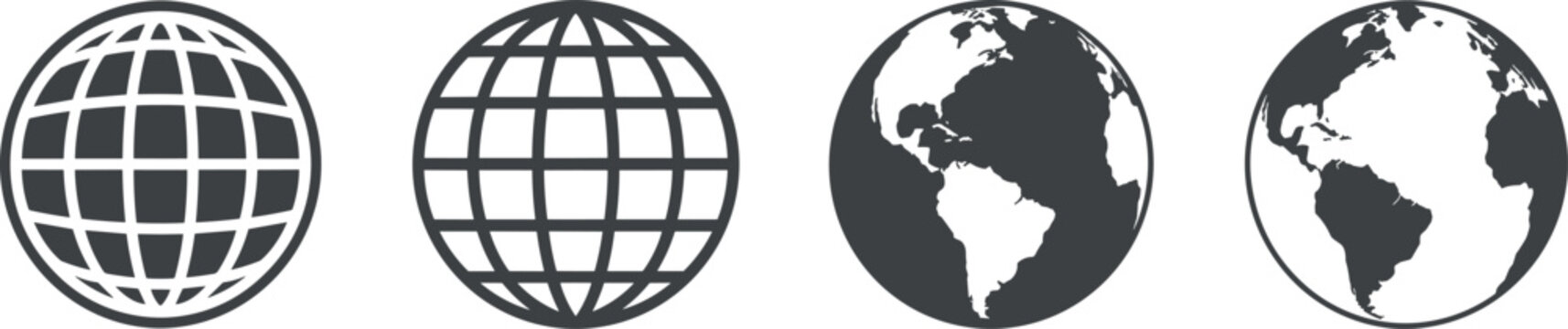Globe icons earth symbols globalization world map graphics