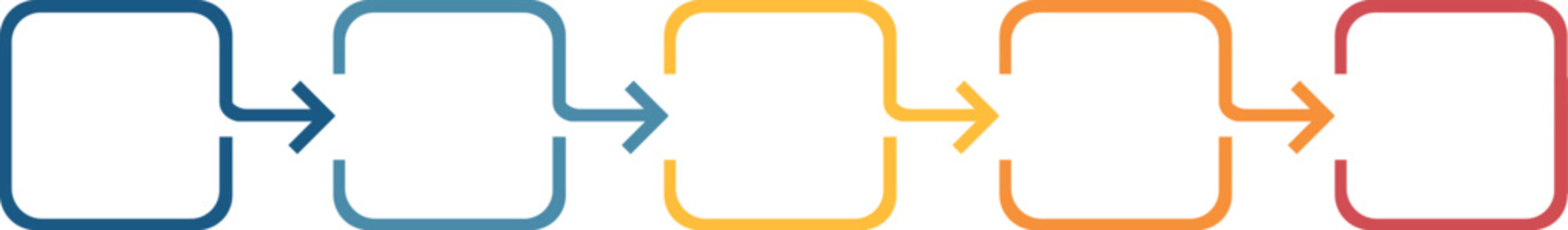 five connected puzzle pieces horizontal sequence workflow process integration illustration desing and isolated background.
