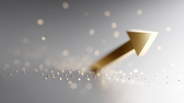 Dynamic golden arrow moving upward through dotted chart, representing success, investment, and positive trends