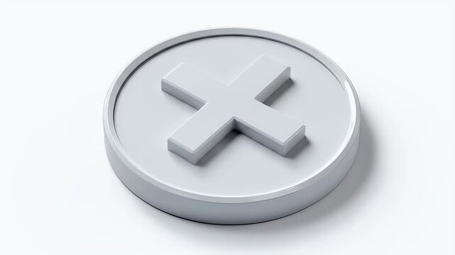 Simple white plus sign button on a white background.