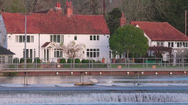 Hambleden Weir, River Thames in Henley-on-Thames, South England