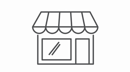 Clean black and white vector icon of a store or shopfront, ideal for representing retail businesses, online shops, marketplaces, and commercial services. This minimalist, scalable symbol works perfect