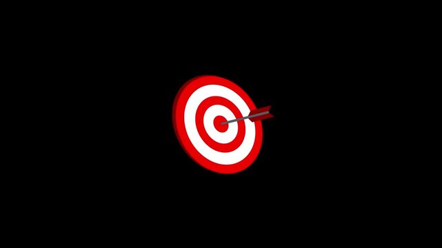 Target icon animation representing goal focus and accuracy. Bullseye symbol visualizing achievement success and direction. Business concept graphic for objectives results and performance.