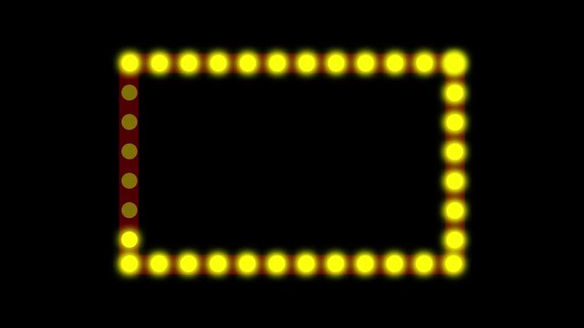 Dotted light frame animation forming a clean rectangular border. Blinking dot outline creating a simple visual frame effect. Frame, border, square for video, image. Copy space box.