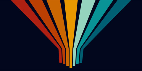 Retrofuturism poster design in trendy retro line style. Modern art poster retro vintage style 70s stripes background template lines shapes vector design © Rizki