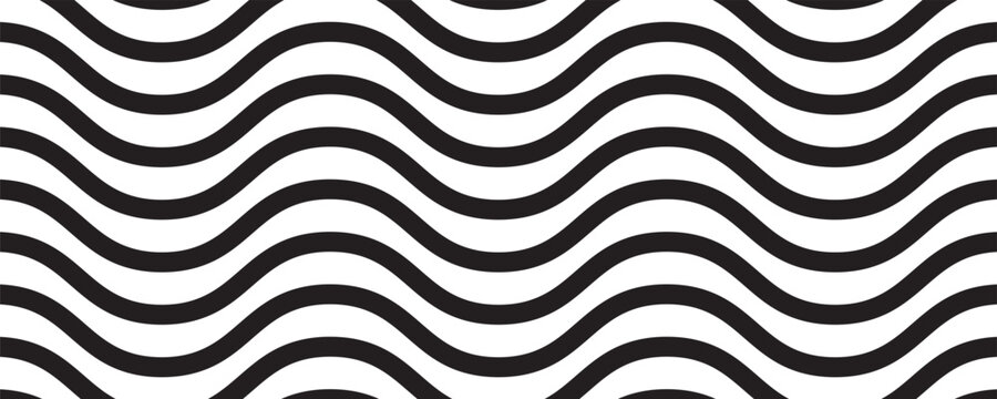 Copacabana sidewalk or calcada pattern. Famous beach promenade in Rio de Janeiro. Brasilian symbol. Repeating black and white wave texture in Portuguese pavement style. Vector graphic illustration.