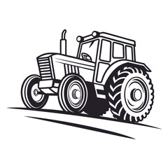 Fototapeta premium Vibrant Minimalist Tractor Mascot Logo, Flat Vector Illustration with Energetic Cartoon Character