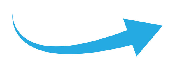 Fototapeta premium Blue curved arrow upward direction symbol in simple modern design with clean lines and minimalist style for infographic element. Curved arrow isolate on white background. Vector illustration.