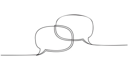Obraz premium Hand drawn continuous line art speech bubble outline illustration