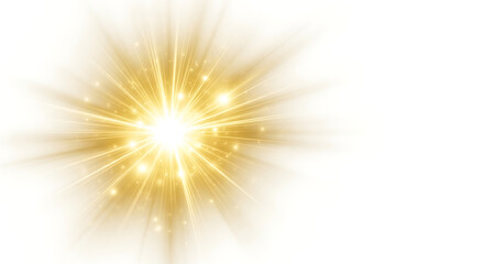 Fototapeta premium Golden light burst on white background