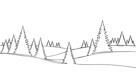 Hand drawn mountain range landscape with jagged peaks and valleys