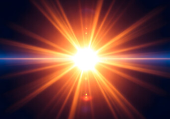 Obraz premium Vibrant light effect radiant sunburst with glowing orange and yellow rays