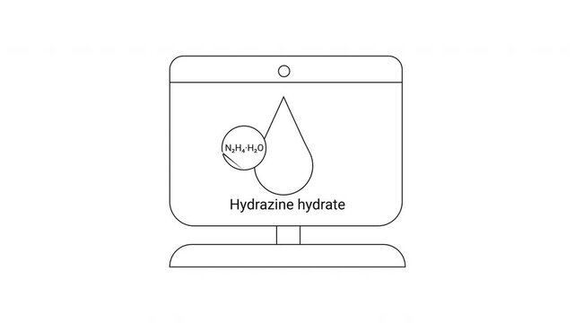 Hydrazine Hydrate Chemical Structure on Computer Screen Animation.