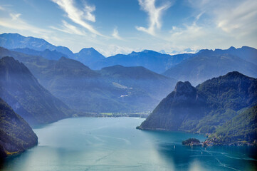 Lake Traun Traunsee and mountains in Upper Austria landscapes, Austria, summertime