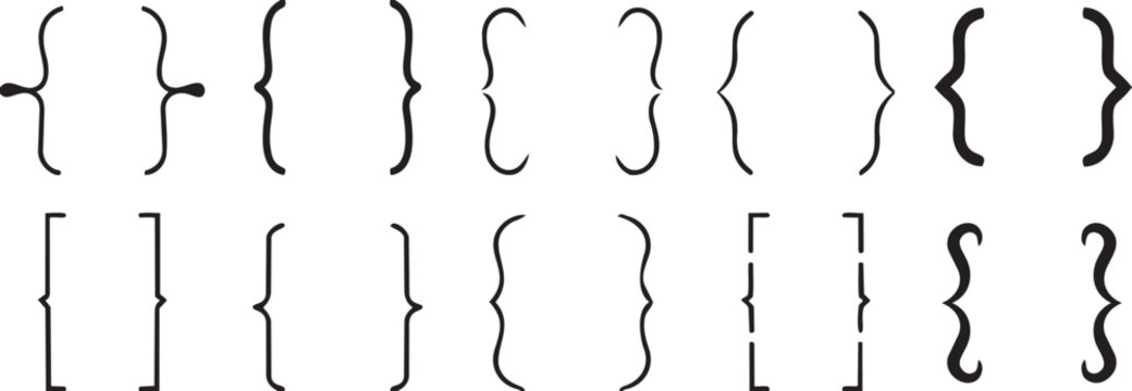 Curly and Square Brackets Abstract Design: A visually engaging composition features an array of precisely arranged curly and square brackets, showcasing their geometric charm and design potential.