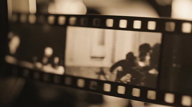 Vintage film strip with sepia toned photos, cinematic, nostalgic, retro, historical memories