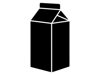 Black Silhouette Icon of Milk or Juice Carton Packaging