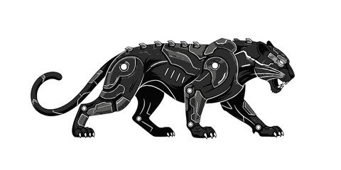 Fototapeta premium Cyber Panther Mechanical Animal T-Shirt Design
