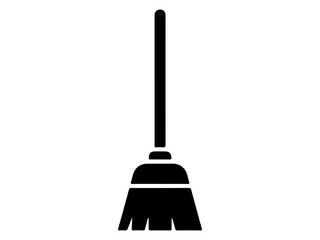 Black Silhouette Icon of Household Cleaning Broom