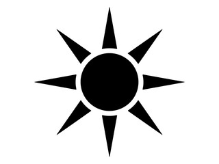 Black Silhouette Icon of Sun Symbol for Summer and Weather