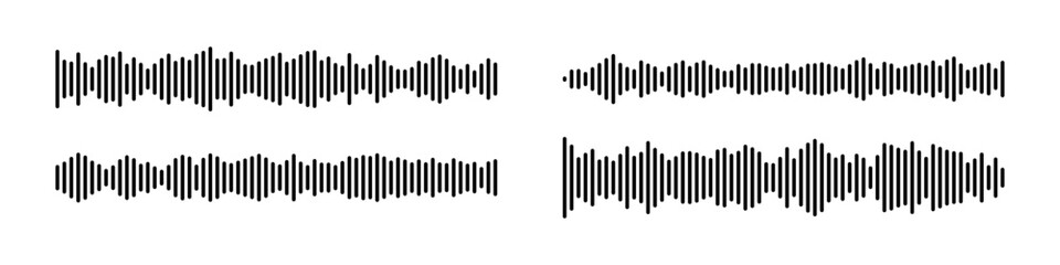 Podcast sound wave audio waveform vector illustration with frequency lines and music equalizer pattern. Soundwave icon for radio microphone voice recording, message signal and speech multimedia.