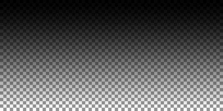 Checkered grid pattern with transparent gradient - seamless geometric texture for digital editing. Black and grey square tiles on blank backdrop with gradient for photo composition and design project
