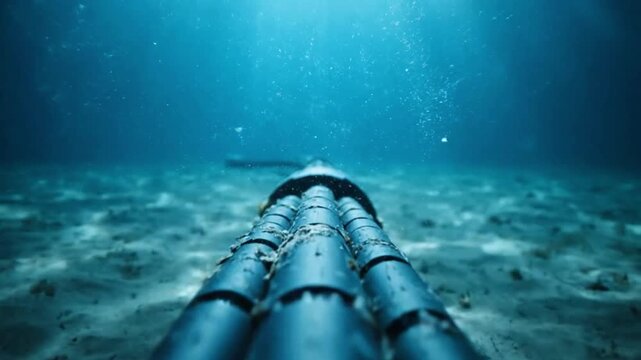 Underwater Fiber Optic Cable on Ocean Floor