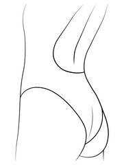 butt, woman, swimsuit, panties, legs, hand-drawn, black and white