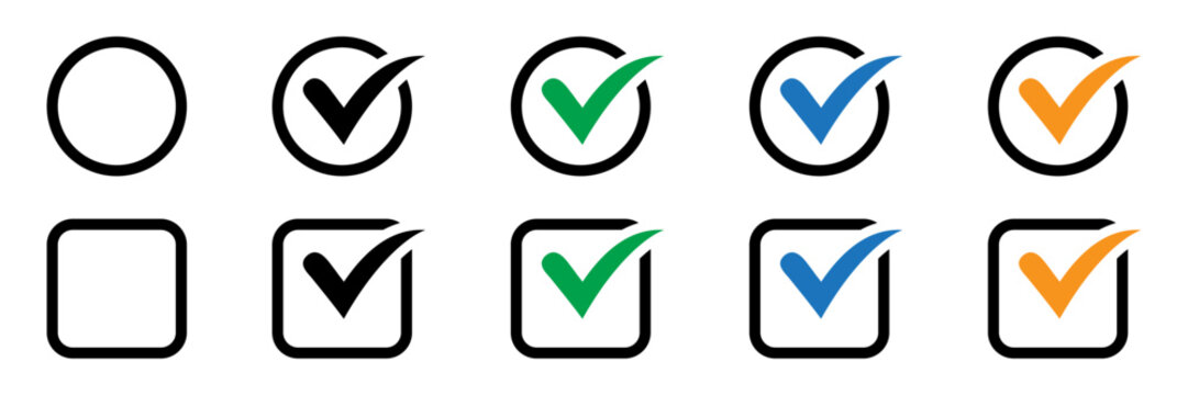 Checkbox Icon Set with Selected and Unselected States