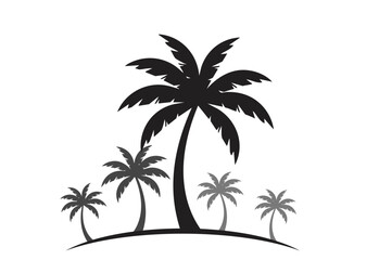 Fototapeta premium Five Black Palm Trees Silhouette Vector Icon for Summer Design