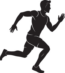 Obraz premium Bold Black Silhouette of Male Runner in Mid-Stride – Dynamic Athletic Sports Icon