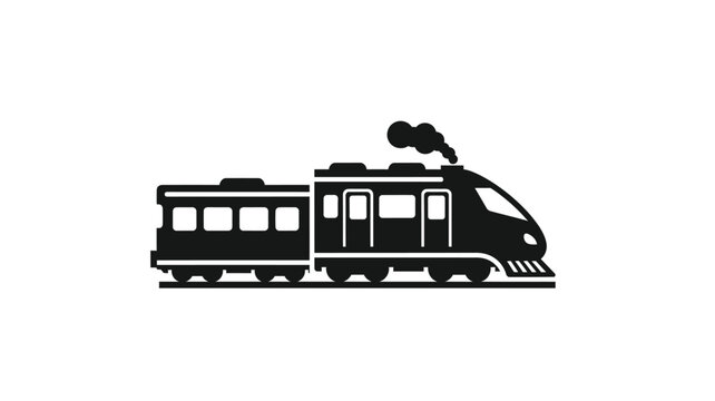 Vintage steam train illustration with striking black form silhouette