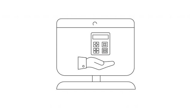 Online Calculator on Computer Screen Animation Concept.