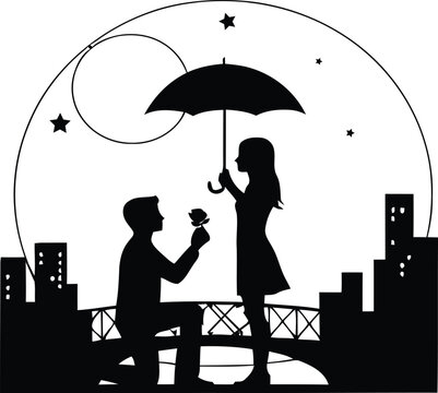 Hand holding a single rose flower minimalist line art foor rose day.