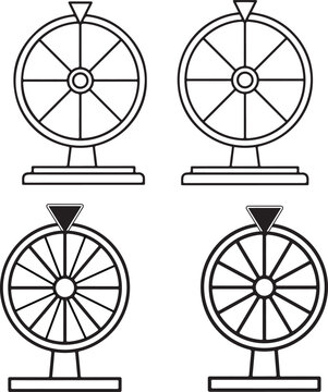 Modern outline fortune wheel icon for gaming and contest design, minimalist vector illustration on transparent background.eps