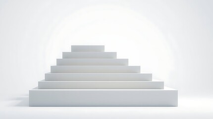 Minimalist White Tiered Podium Steps with Glowing Halo Background
