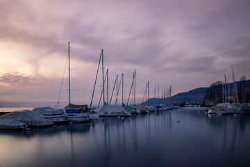 sunset on the Leman lake, Switzerland (La Tour-de-Peilz)
