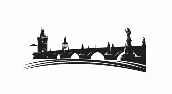 Iconic stone bridge silhouetted against a bright sky, featuring towers and statues