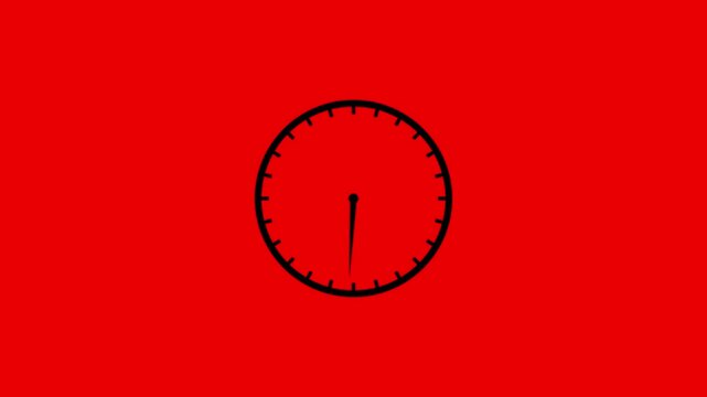 clock icon vector clock face animation video on a red background,with 4k video animation.