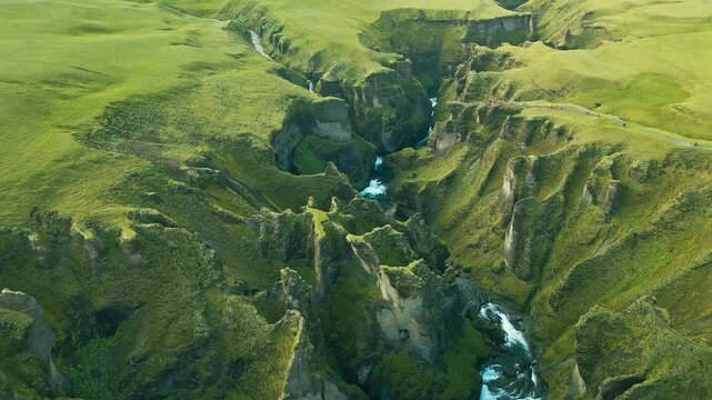 Famous Fjadrargljufur canyon in Iceland. Top destination. South East of Iceland